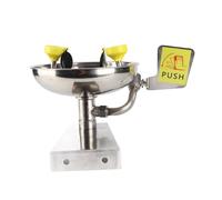 Double Nozzle Eye Wash Station 304 Stainless Steel Wall Mount Emergency Eye Washer Sink with Safety Sign for Laboratories Factories Workshops