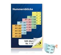 Double Numbers 1-500 Numbers 14.8 x 10.5 cm Number Pad A6 Wardrobe Marks Double Numbers with Hole Number Pads Tombola Loose Tombola Numbered Double Number Pad Red Orange Yellow Green Blue