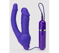 Double O Heaven 10 Function Vibrating Silicone Double Penetration Dildo - Purple Purple