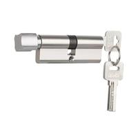 Double Open Lock Door Window Security 60mm Cylinder Key Anti-Theft Entrance Brass Lengthened for Wooden Doors(Silver)