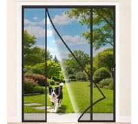 Double Opening Mosquito Screen Door Black 220x290cm Double Door Insects Protection Nets Patio Curtain with Powerful Magnets for Traditional Victorian and Edwardian Doors