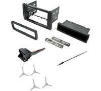 Double or Single Din Car Stereo Install Dash Kit, Wire Harness, AM/FM Antenna Adapter, and Radio Removal Tool Combo -Made for 2010-2011 Ford Transit Connect