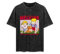 DOUBLE ORANGE Men's Fashion Antique Wash Shirt Melvin Band Band Unisex Antique Wash T-Shirts Black XXL