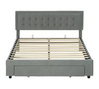 Portland Grey Velvet Storage King Size Bed - Wilko