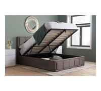 Double Ottoman Bed Grey Hannover Frame 4FT6 135cm Bedstead Storage Fabric