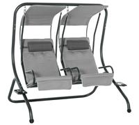 Double Outdoor Canopy Swing Chair 2 Seat Garden Glider Lounge Grey