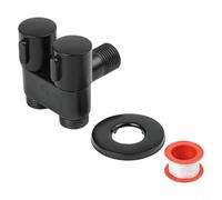 Double Outlet Angle Valve For Bathroom Wall Mounted Toilet Parts With G1/2 Interface In Silver Finish(Black)