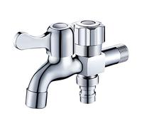 Double Outlet Faucet Brass Bathroom Sink Dual Water Hose Connector Washing Machine Splitter Adapter for,Chrome A(Chrome C)