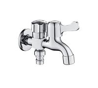 Double Outlet Faucet Brass Laundry Sink Faucet Double Faucet Bathroom Sink Dual Water Hose Connector Dual Outlet Faucet Adapter for Washbasin Balcony,Chrome A(Chrome B)