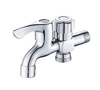 Double Outlet Garden Tap Connector - Rust & Frost Proof Brass, 1/2" Ceramic Spool, Chrome Finish, Durable Outdoor Water Kit for Easy Gardening