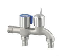 Double Outlet Stainless Steel Faucet with Splash Proof Air Filter and Quick Open Valve for Efficient Washing Machine and Outdoor Use