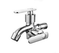 Double Outlet Washing Machine in Zinc Alloy with Chrome Finish, Multi Functional Design for Domestic Use, Features G1/2 Inlet and Single Hole Mount (C)