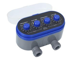 Double Outlet Water Timer with Ball Valves Automatic Irrigation Tool vidaXL
