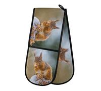Double Oven Glove Animal Squirrel Heat Resistant Double Ovens Mitt Modern Cooking Gloves Potholders
