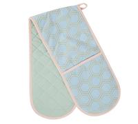 Double Oven Glove, Art Deco-Inspired Pattern With Quilted Heat-Resistant Fabric, Provides Safe Handling Premier Housewares Blue One Size
