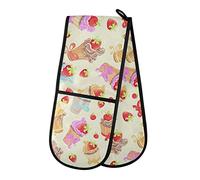Double Oven Glove Cupcakes Strawberry Cherry Heat Resistant Double Ovens Mitt Modern Cooking Gloves Potholders