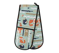 Double Oven Glove Cute Animal Fox Bear Squirrel Heat Resistant Double Ovens Mitt Modern Cooking Gloves Potholders