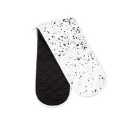 Premier Housewares Hygge Black and White Double Oven Glove | 100% Cotton Heat Resistant Quilted Kitchen Gloves with Splatter Effect Design for Safe Everyday Cooking Use Set
