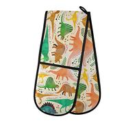 Double Oven Glove Mitts Tropical Leaves Dinosaur Animal Quote Heat Resistant Pot Holders for Home Kitchen Cooking Baking Outdoor BBQ