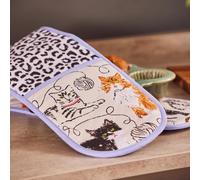 Double Oven Glove Ulster Weavers Feline Friends 100% Cotton Grey