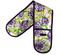 Double Oven Gloves - 84 cm x 18 cm, 1-Piece Oven Mitts for Cooking & Baking - Cotton, Machine Washable at 30° - Kitchen Essentials by Ragged Rose - (Purple Rose)