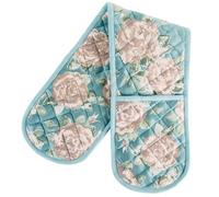 Double Oven Gloves - 84 cm x 18 cm x 1 cm, 1-Piece Oven Mitts for Cooking & Baking - Cotton, Machine Washable at 30° - Kitchen Essentials by Ragged Rose - (Duck Egg Rose)