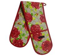 Double Oven Gloves - 84 cm x 18 cm x 1 cm, 1-Piece Oven Mitts for Cooking & Baking - Cotton, Machine Washable at 30° - Kitchen Essentials by Ragged Rose - (Red Rose)