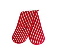 Double Oven Gloves Butcher Stripe Quilted Cooking Pot Holder Heat Resistant Mitt Red