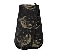 Double Oven Gloves Heat Resistant Alchemy Witch Moon Double Oven Mitts Pot Holder Heat Protection Oven Gloves for Home Kitchen Baking Cooking BBQ Microwave