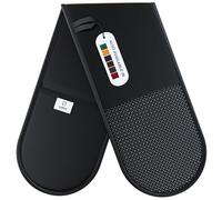 Double Oven Gloves Heat Resistant by Laffair® - Black Oven Gloves - Non-Slip Silicone - Black Kitchen Accessories - Modern Oven Mitt & Potholder for Home Cooking - Maximum Heat Protection