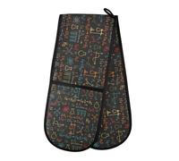 Double Oven Gloves Heat Resistant Science Formulas Double Oven Mitts Pot Holder Heat Protection Oven Gloves for Home Kitchen Baking Cooking BBQ Microwave