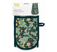 Double Oven Gloves - Organic Cotton - Artistic Leicester Wallpaper Floral Design - Stylish Kitchenware