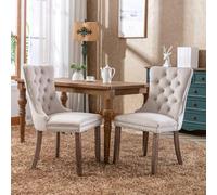 Double Padded Dining Chair, Button-Tufted Upholstery, Decorative Stitching, Solid Rubberwood Frame, Ergonomic Design, Comfortable High-Density Seat, Modern Home Furniture