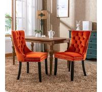 Double Padded Tufted Upholstered Dining Chair, Solid Rubberwood Frame, High-Density Seat, Modern Home Furniture