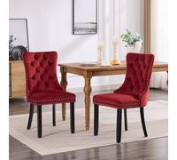 Double Padded Tufted Upholstered Dining Chair, Solid Rubberwood Frame, High-Density Seat, Modern Home Furniture