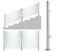 Double Panel Glass Railing Metal Round Post (1012mm) - Baluster Support for Stairs and Bridges Ideal for Modern Home Décor and Safety Solutions