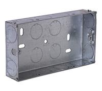 Double Patress Box 25mm - Flush Mount Electrical Back Box for Double Sockets, Switches & Outlets | Durable Metal Flush Mount Junction Box for Wiring, Home & Commercial Electrical Installations
