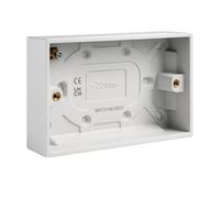 Double Patress Box 25mm - Surface Mount Electrical Back Box for Double Sockets, Switches & Outlets | Durable PVC Wall Mount Junction Box for Wiring, Home & Commercial Electrical Installations