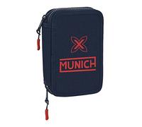 Double Pencil Case Munich Flash Navy Blue 12.5 X 19.5 X 4 Cm (28 Pi... NEW