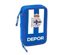 Double Pencil Case R. C. Deportivo de La Coruña Blue White 12.5 x 19.5 x 4 cm