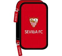 Double Pencil Case Sevilla Fútbol Club Black Red 12.5 X 19.5 X 4 Cm... NEW