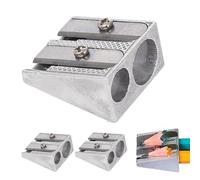 Double Pencil Sharpener, Metal Double Sharpener, 2 Holes, Graphite Pencils, Metal School Chalk Sharpener, Office Supplies for School, Classroom, 4/8/12 Pieces