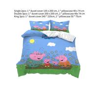 (Double) Peppa Pig Kid Single Double Bed Linen 3d Duvet Cover Set Soft comfortable fabric