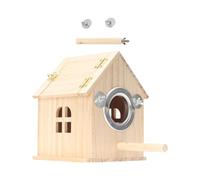 Double Perforated Wood Birdhouses Outdoor Roof Wood Breeding Bird House For Budgies Conures Removable Top Birdhouses