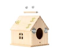 Double Perforated Wood Birdhouses Outdoor Roof Wood Breeding Bird House For Budgies Conures Removable Top Birdhouses