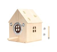 Double Perforated Wood Birdhouses Outdoor Roof Wood Breeding Bird House For Budgies Conures Removable Top Birdhouses
