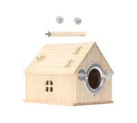 Double Perforated Wood Birdhouses Outdoor Roof Wood Breeding Bird House For Budgies Conures Removable Top Birdhouses