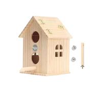 Double Perforated Wood Birdhouses Outdoor Roof Wood Breeding Bird House For Budgies Conures Removable Top Birdhouses