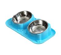 Double Pet Bowl Anti-Overturning Pet Supplies Oblique Mouth Separable Feeding Basin Easy Clean Non-Slip Base Pet Water Dispenser Travel(Blue)