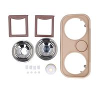Double Pet Bowl Elevated with 15° Tilt, Non - Slip Pads & Call Bell, Detachable Stainless Steel and HIPS Dog Cat Food Water Bowl for Small to Medium Pets